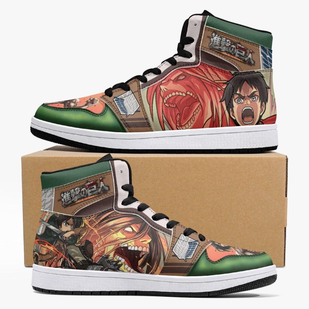 eren yeager titan transformation attack on titan j force shoes - Anime Shoes World