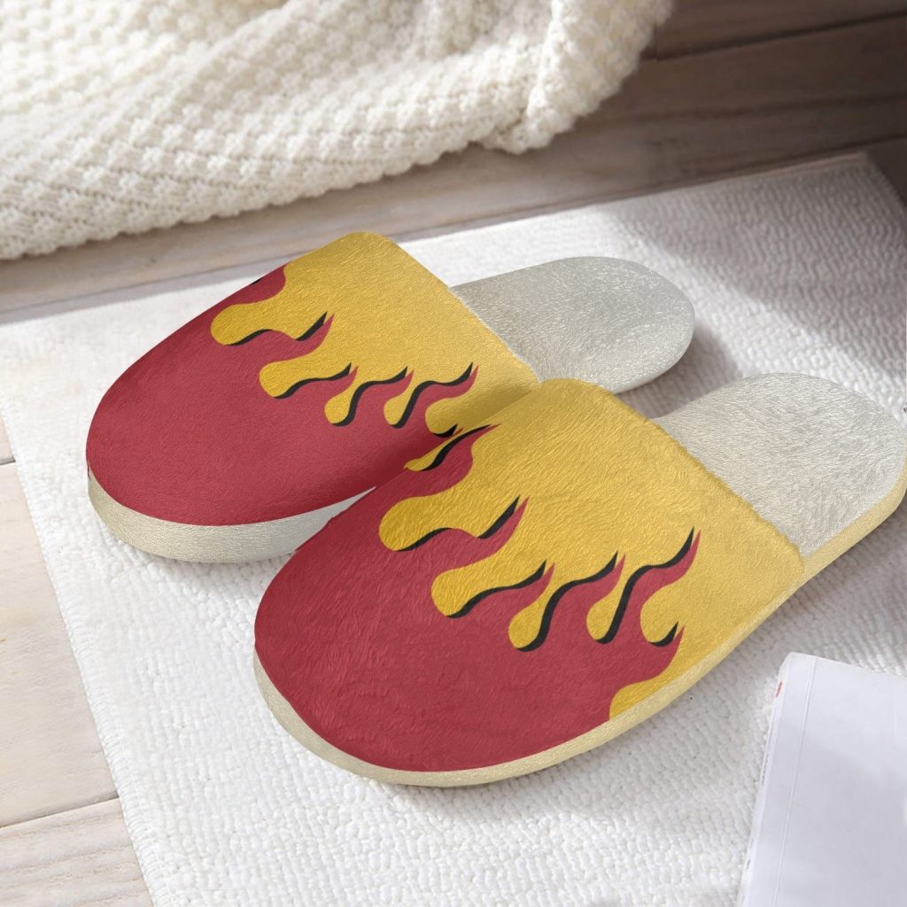 kyojuro rengoku demon slayer custom cotton slippers - Anime Shoes World