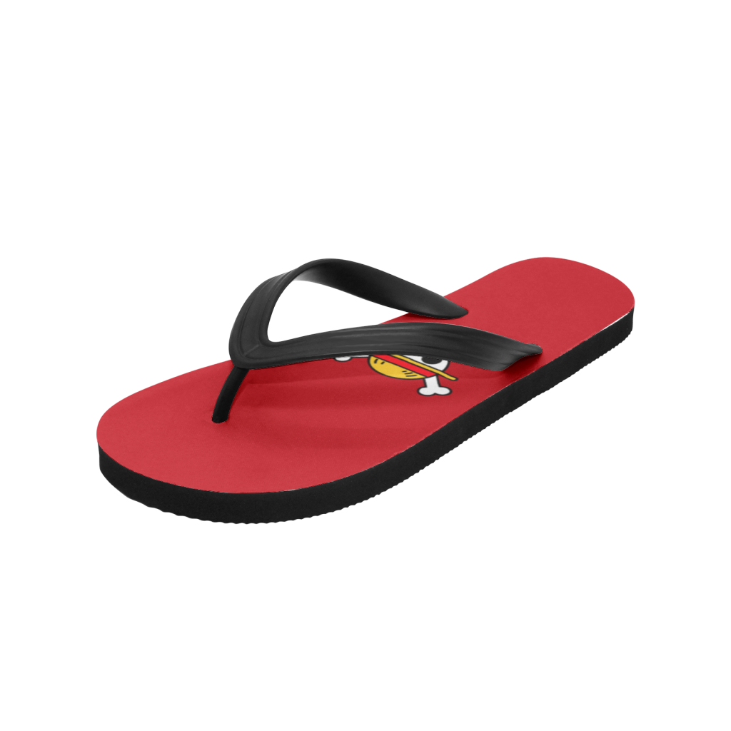 monkey d luffy one piece custom flip flops - Anime Shoes World