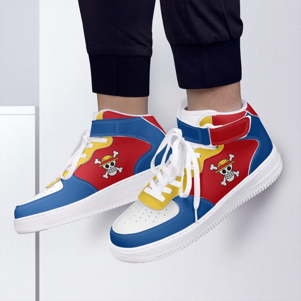 monkey d luffy one piece high top kamikaze shoes 7 - Anime Shoes World