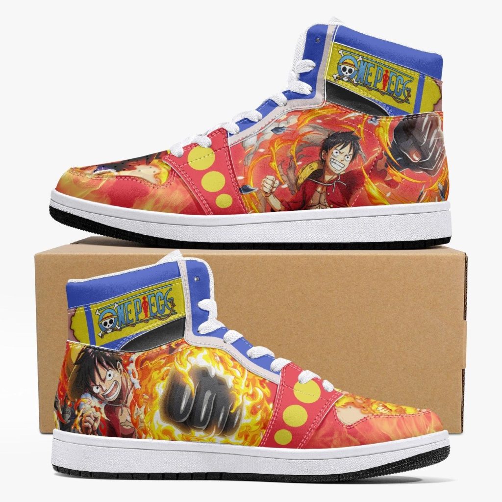 monkey d luffy red hawk one piece j force shoes - Anime Shoes World