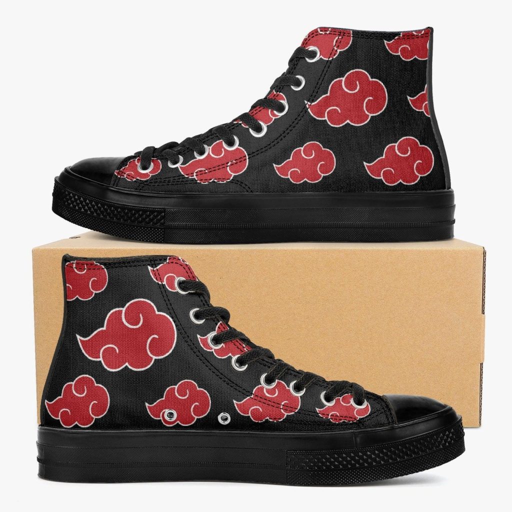 naruto akatsuki premium all black high top canvas shoes - Anime Shoes World