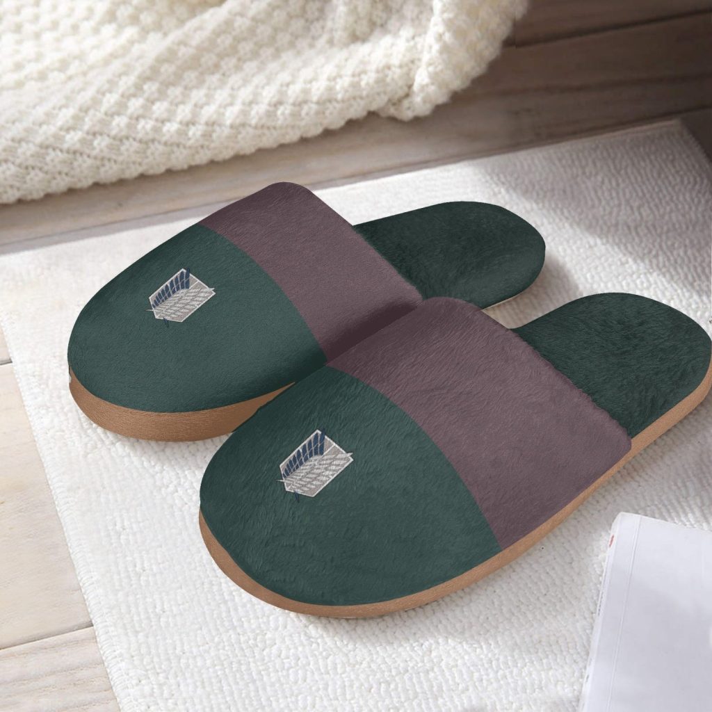 survey corps attack on titan custom cotton slippers - Anime Shoes World